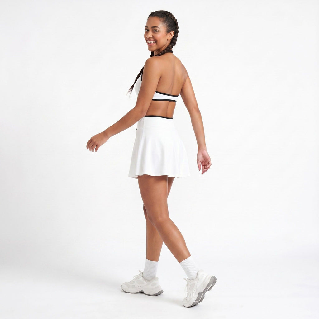 Padded Halter Sports Bra Tank Top Contrast Trim Workout Yoga Crop Top