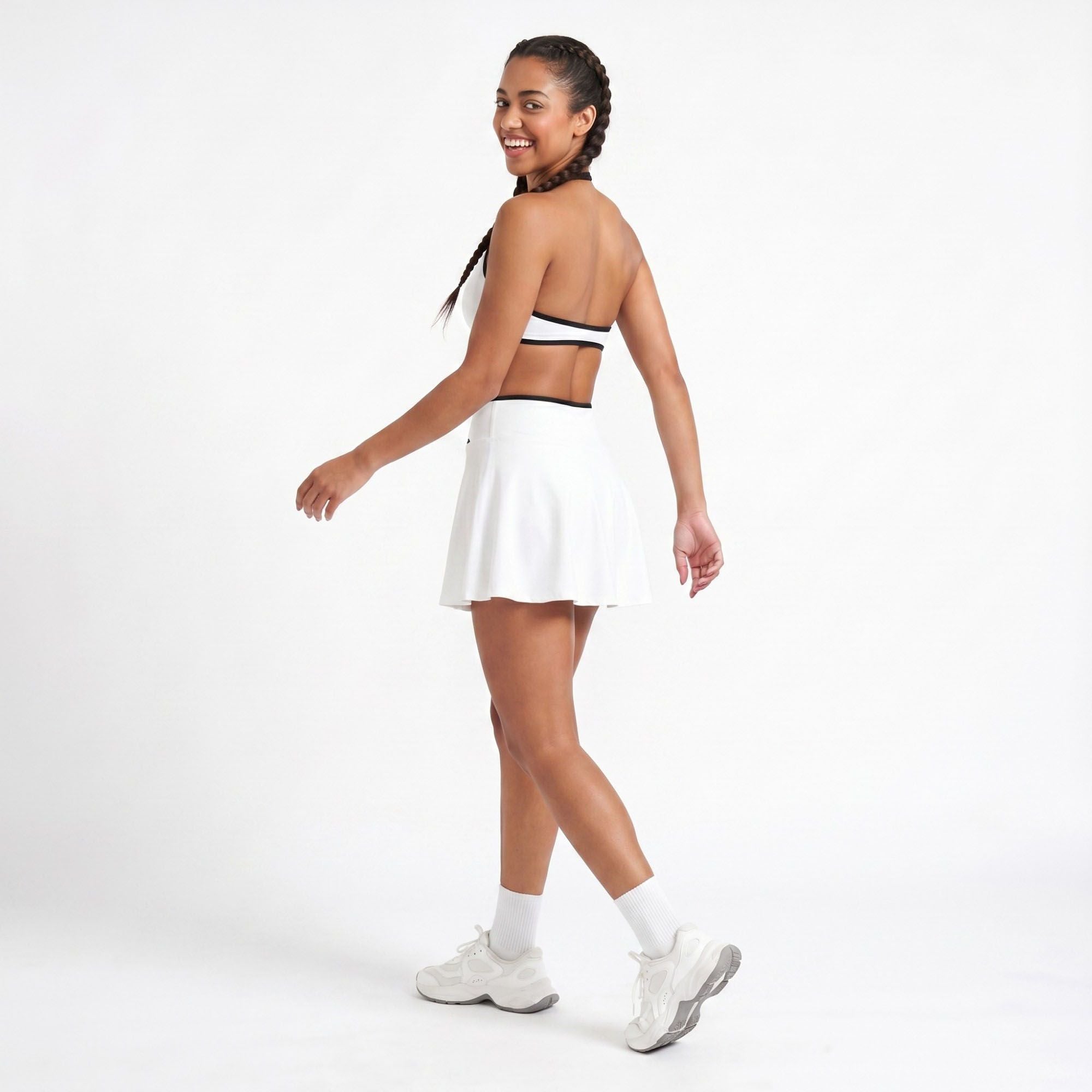 Padded Halter Sports Bra Tank Top Contrast Trim Workout Yoga Crop Top