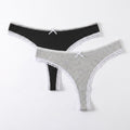 Anna-Kaci Womens 2 Pack Ribbed Lace Trim Thong Underwear