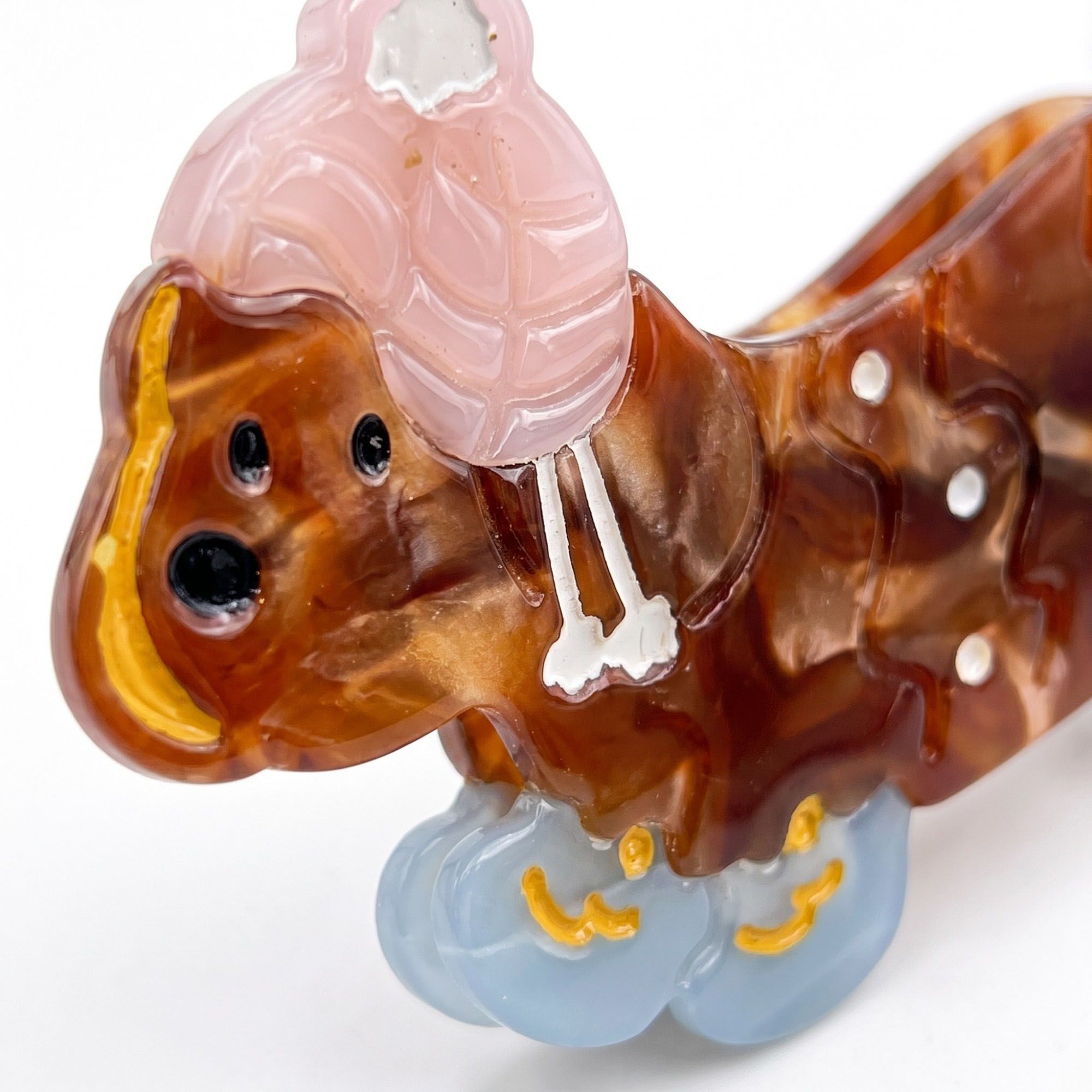 3pc Dachshund Dog Hair Clip Set Colorful Acetate Barrettes