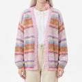 Multicolor Striped Open Front Knit Cardigan Sweater
