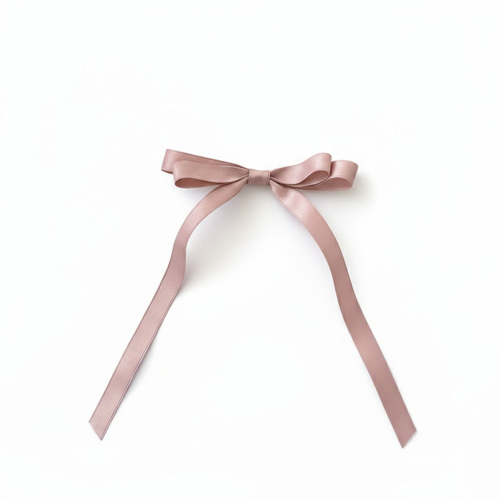 Long Ribbon Bow Hair Clip with Sleek Streamer Tails and Elegant Minimalist Design