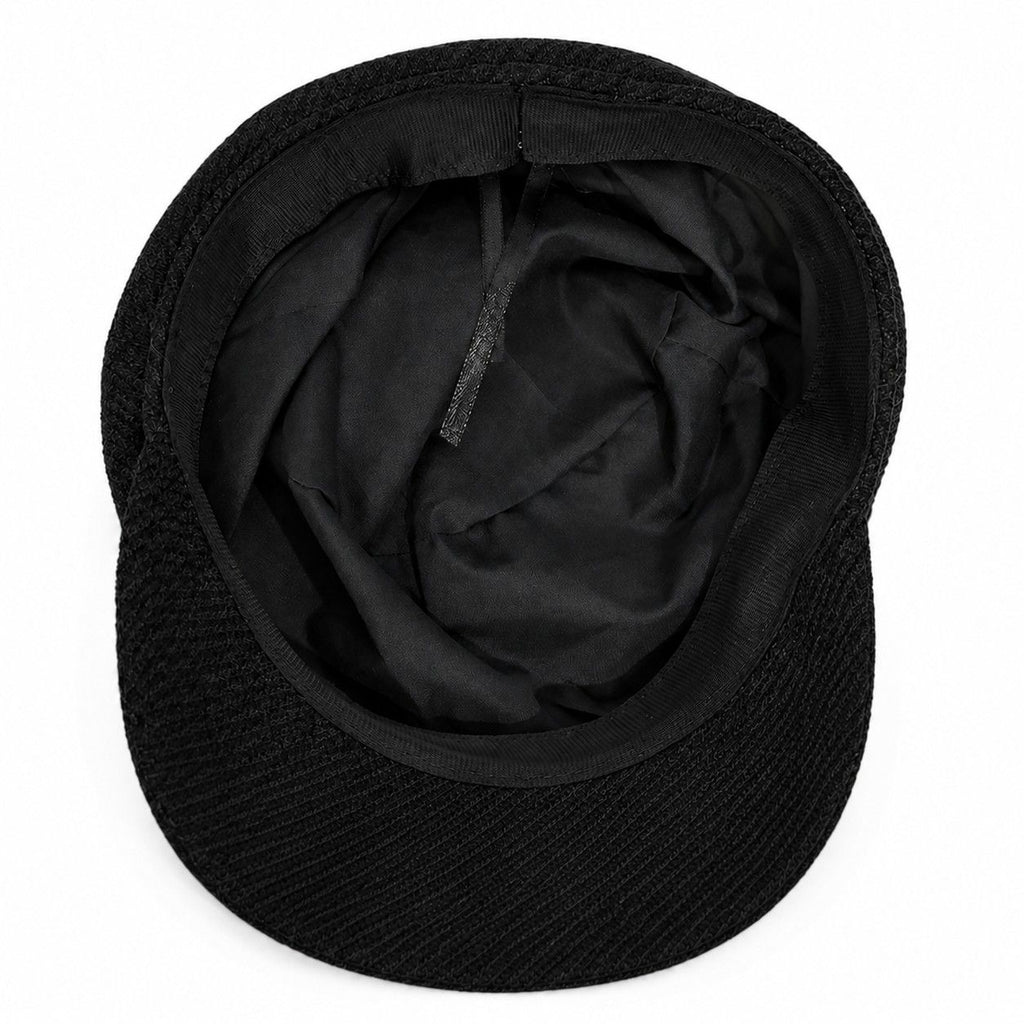 Herringbone Newsboy Cap Vintage Baker Boy Hat Adjustable Button Detail