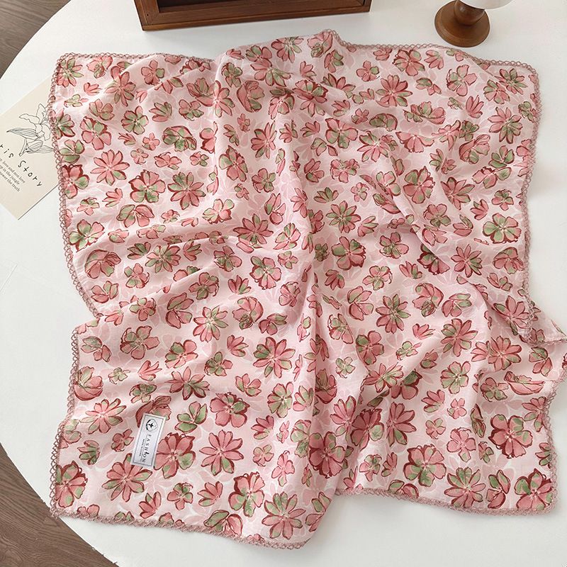 Anna-Kaci Womens Floral Print Lightweight Square Scarf Soft Fashion Neck Hair Wrap