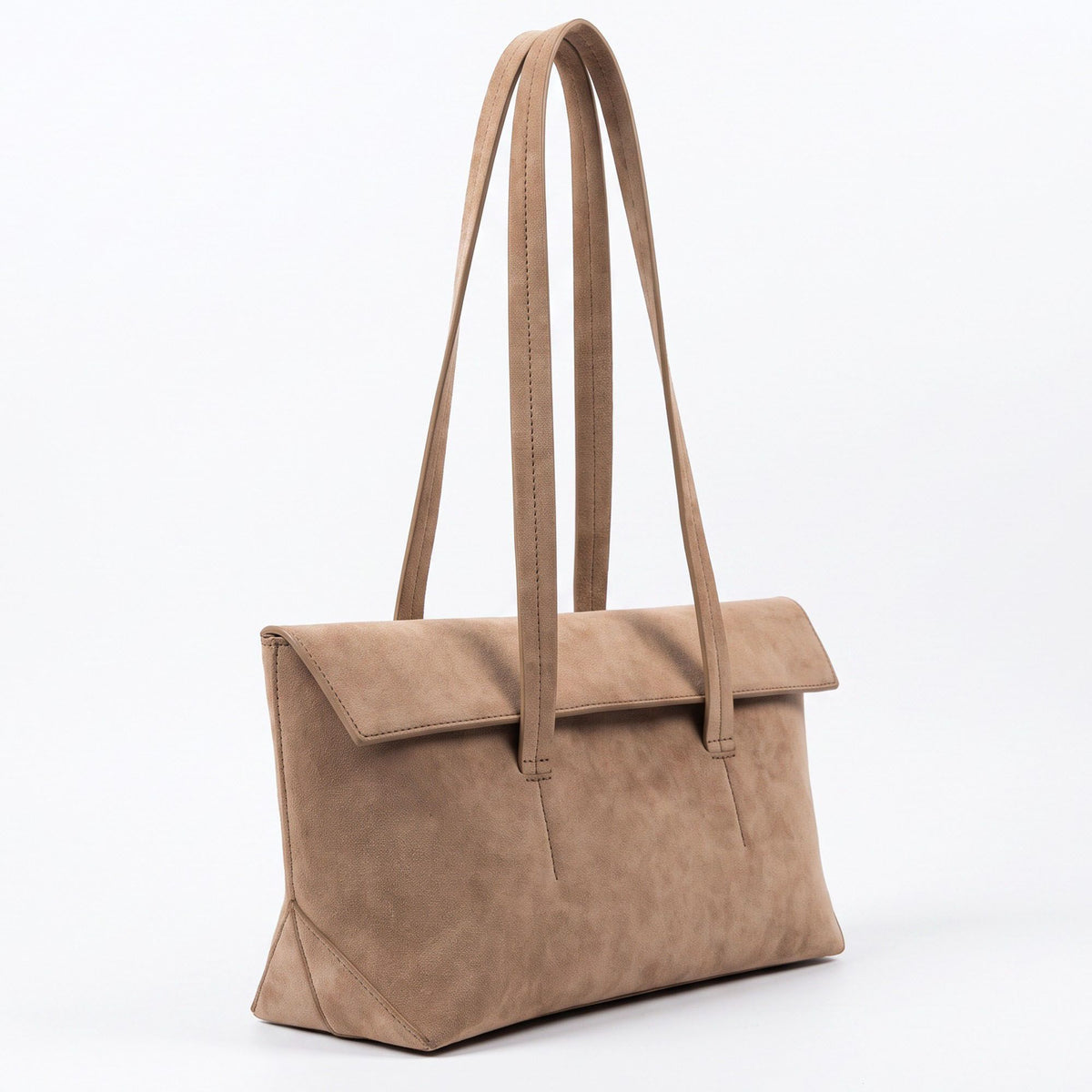Large Shoulder Tote Bag with Foldover Flap and Interior Pockets
