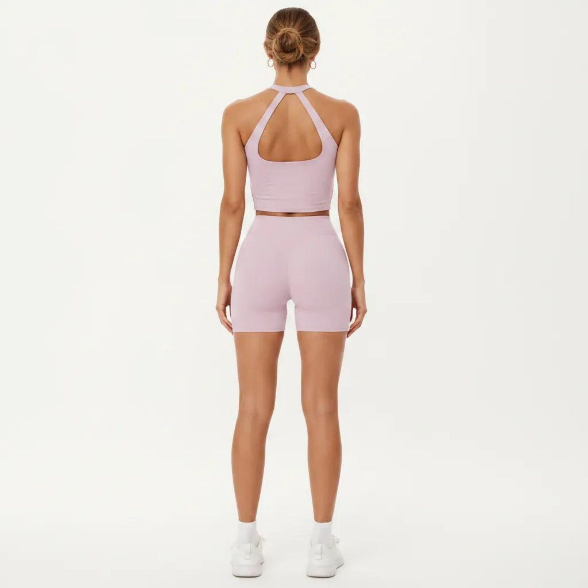 Anna-Kaci Active Women's High Neck Longline Sports Bra with Open Back and Cropped Active Fit