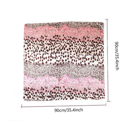 Anna-Kaci Women's Square Satin Scarf with Mixed Animal Print Pattern and Lightweight Silky Texture
