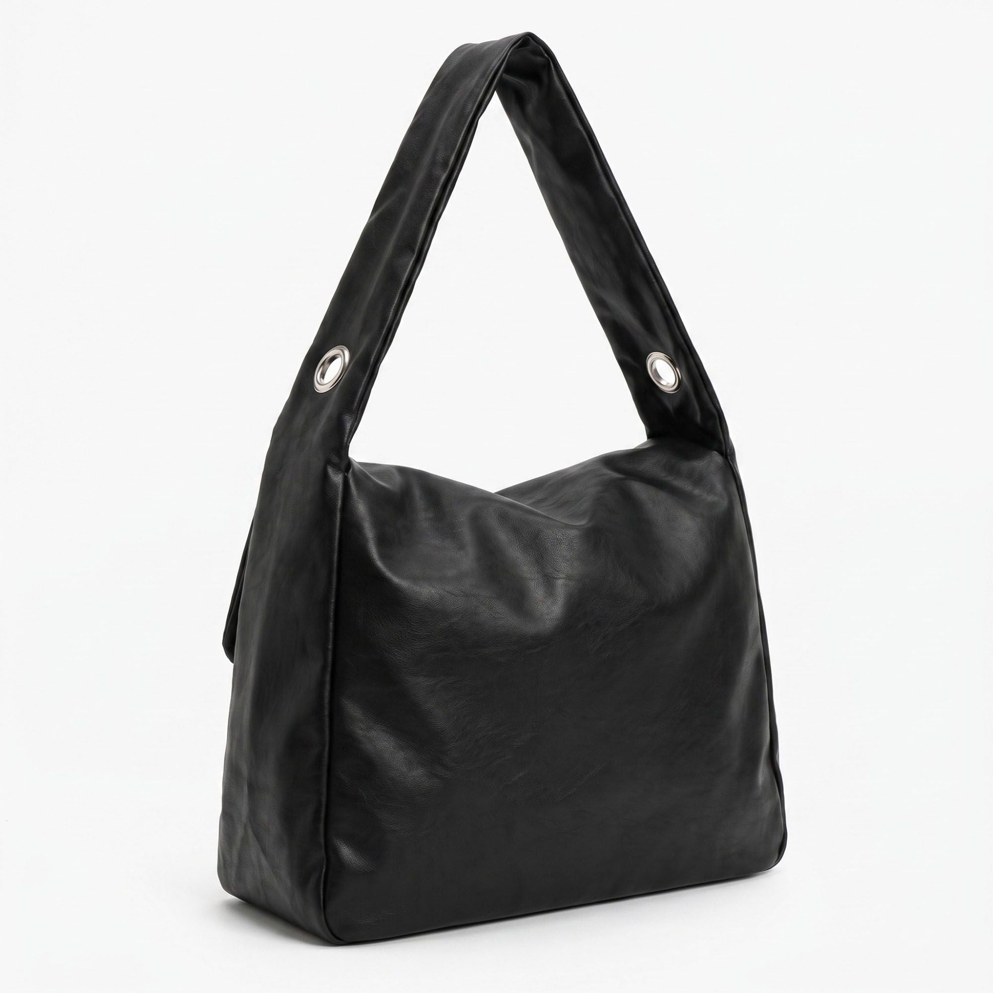 Flap Hobo Bag with Grommet Strap and Wide Shoulder Handle 11.8x9.5x4in