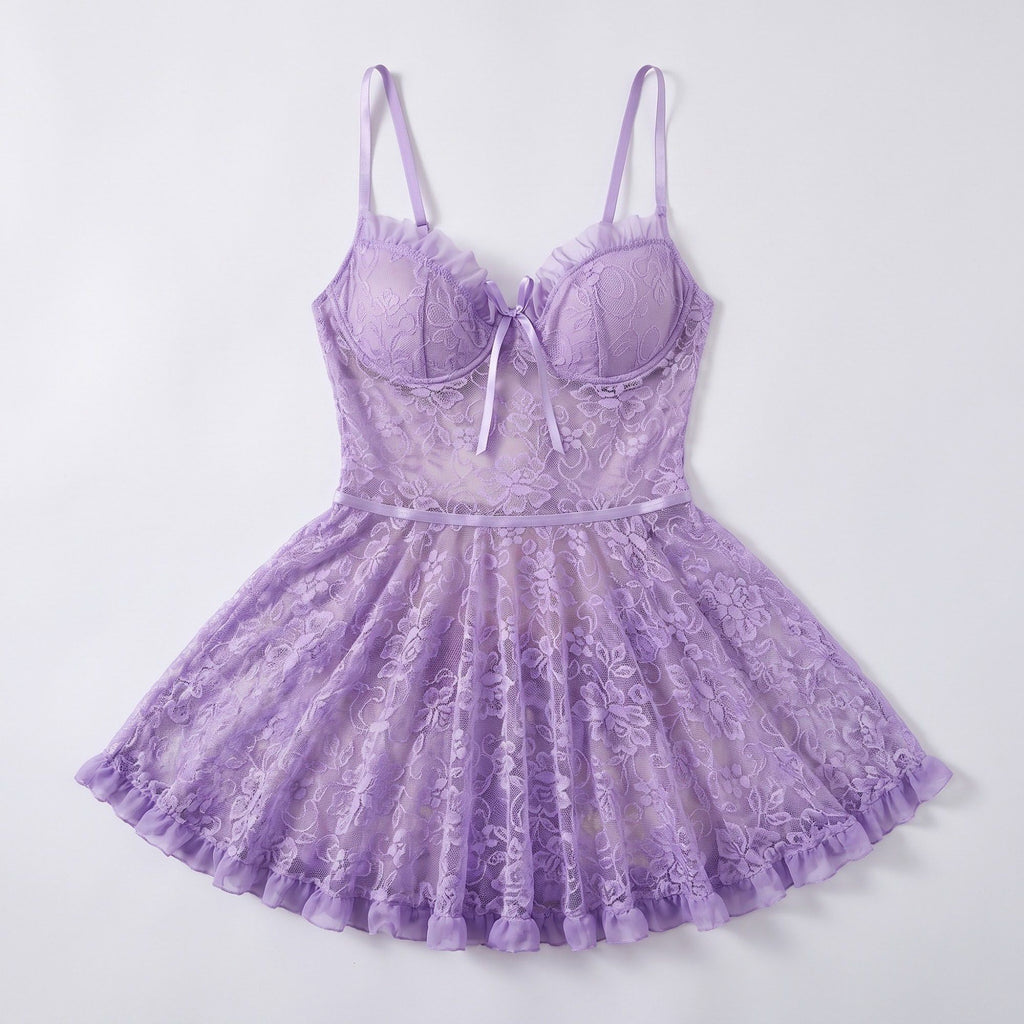 Floral Lace Underwire Lingerie Dress