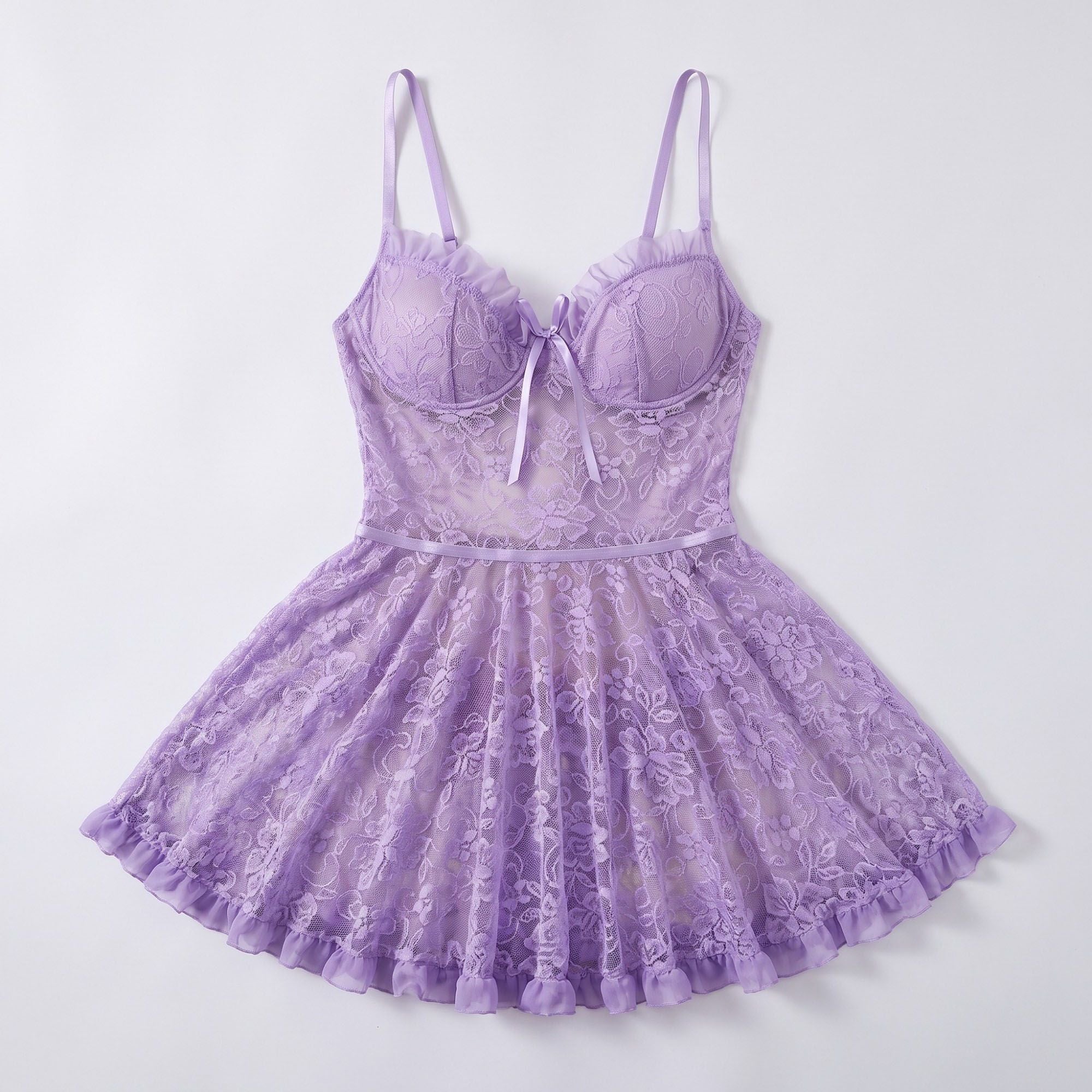 Floral Lace Underwire Lingerie Dress