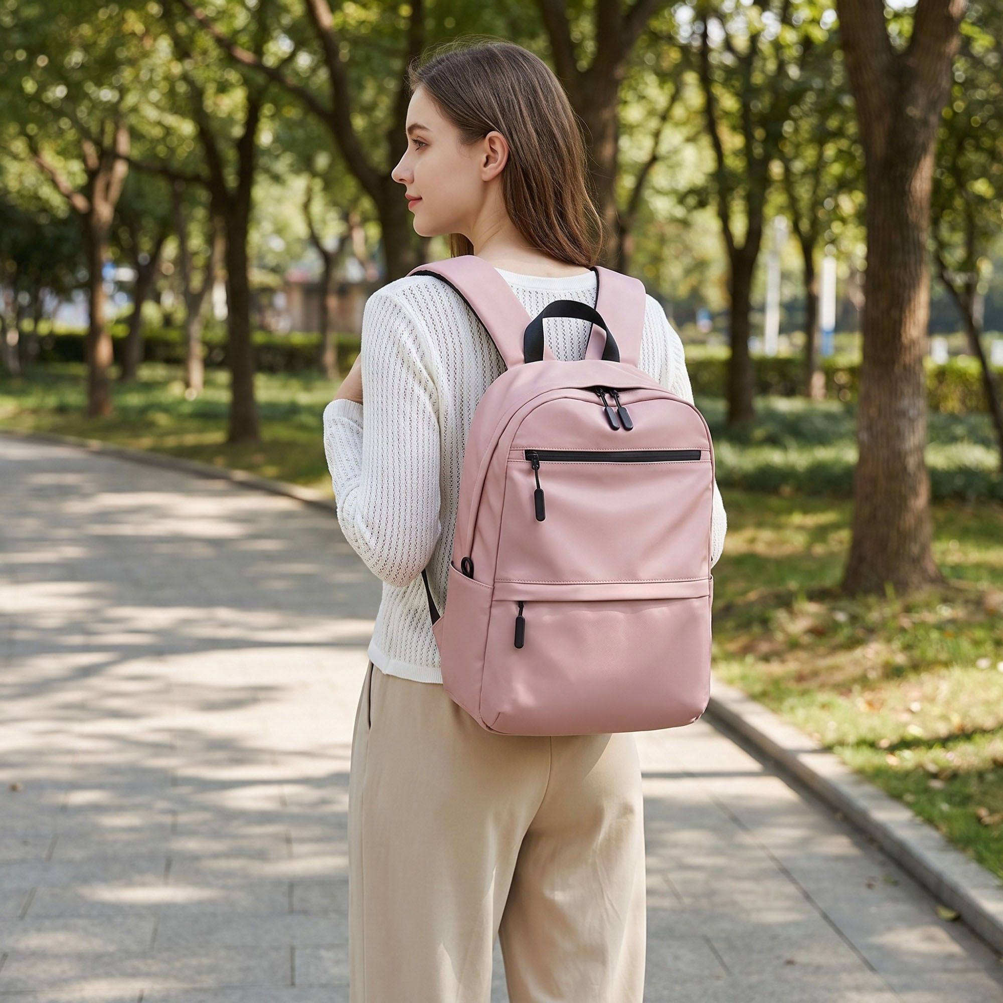 Multi-Pocket Commuter Backpack with Padded Shoulder Straps and Dual Side Pockets