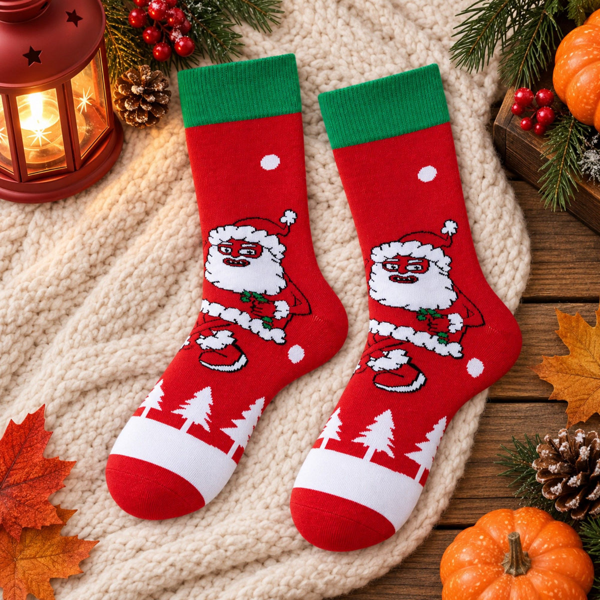 Holiday Novelty 3 Pack Crew Socks Assorted Festive Christmas Patterns