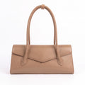 Structured East West Shoulder Bag with Flap Closure and Long Handles