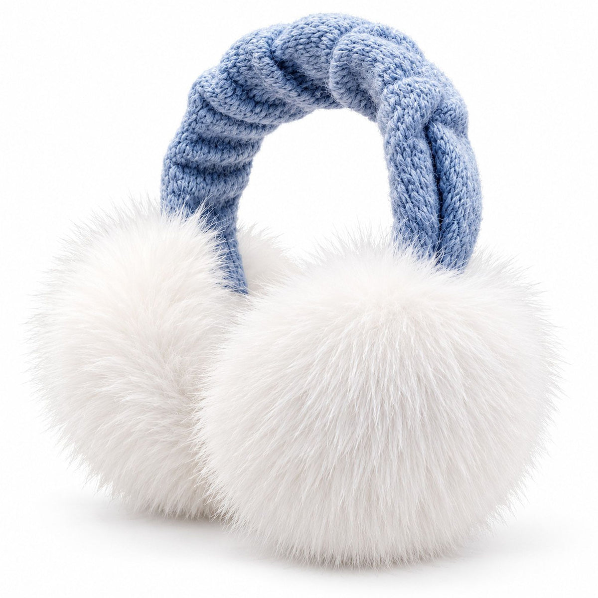 Cable Knit Foldable Winter Earmuffs with Plush Ear Covers