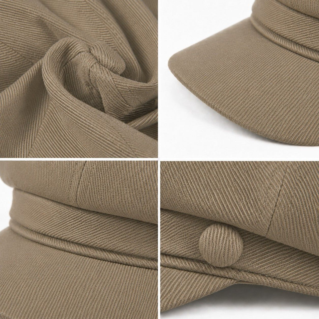 Structured Newsboy Cap Vintage Baker Boy Hat Short Brim Casual Style