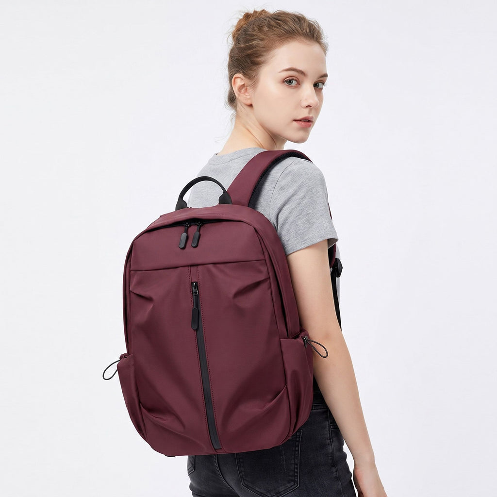 Lightweight Laptop Backpack with Vertical Front Zip Pocket Side Pockets and Adjustable Padded Straps