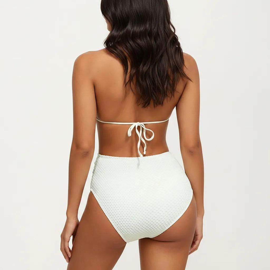 Anna-Kaci Swim Women's Maternity 3-Pcs Bikini Set with Triangle Top, High-Waisted Bottom, and Matching Skirt Wrap