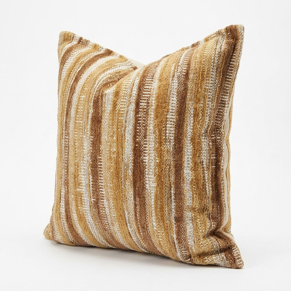Textured Woven Striped Square Decorative Throw Pillow Cover