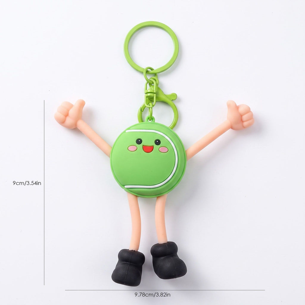 2-Piece Womens Sports Themed Bag Charm with Hanging Clip and Character Accent