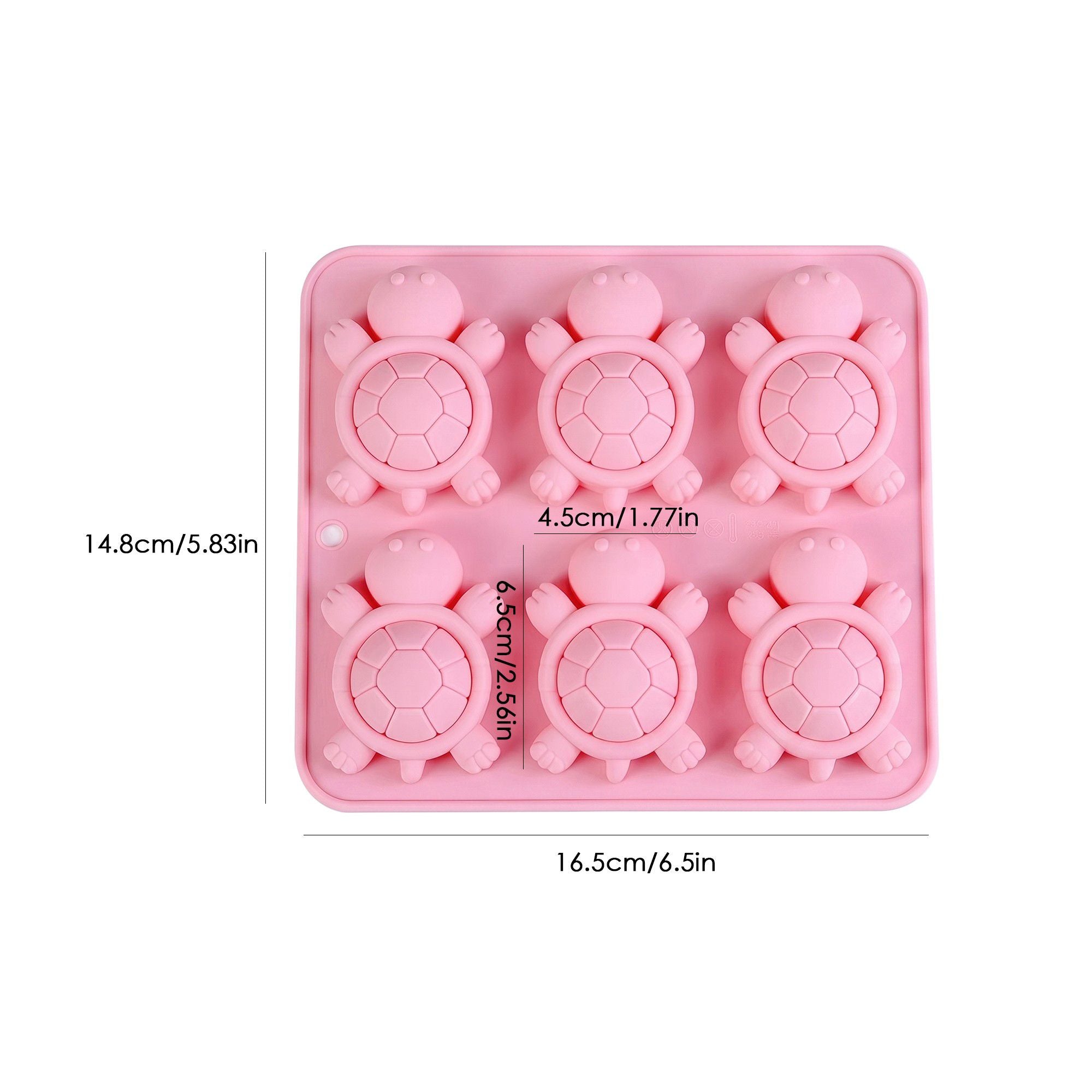 6-Cavity Turtle-Shaped Silicone Mold for Candy, Chocolate, Ice and Treats 6.5x6x0.8in