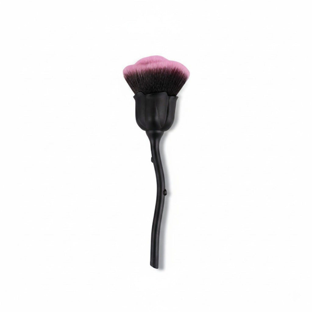 Flower-Shaped Face Powder Brush with Soft Synthetic Bristles and Curved Sculpted Handle