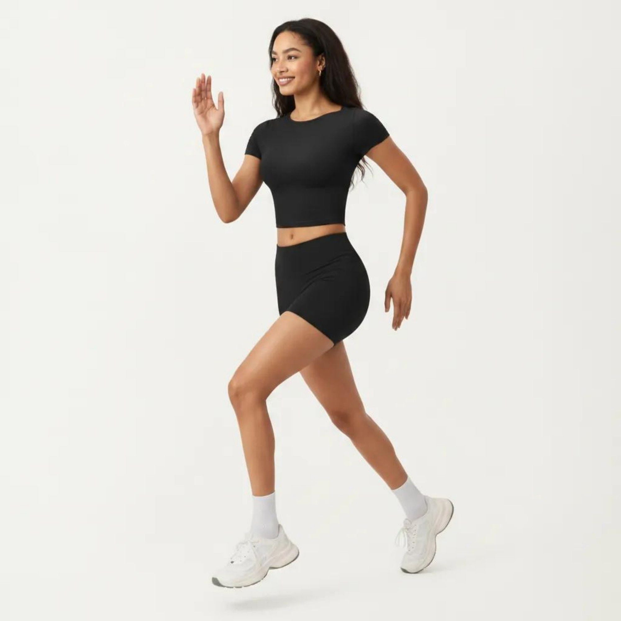 Anna-Kaci Active Women's Short Sleeve Cropped Active Top with Crew Neck and Smooth Stretch Fit