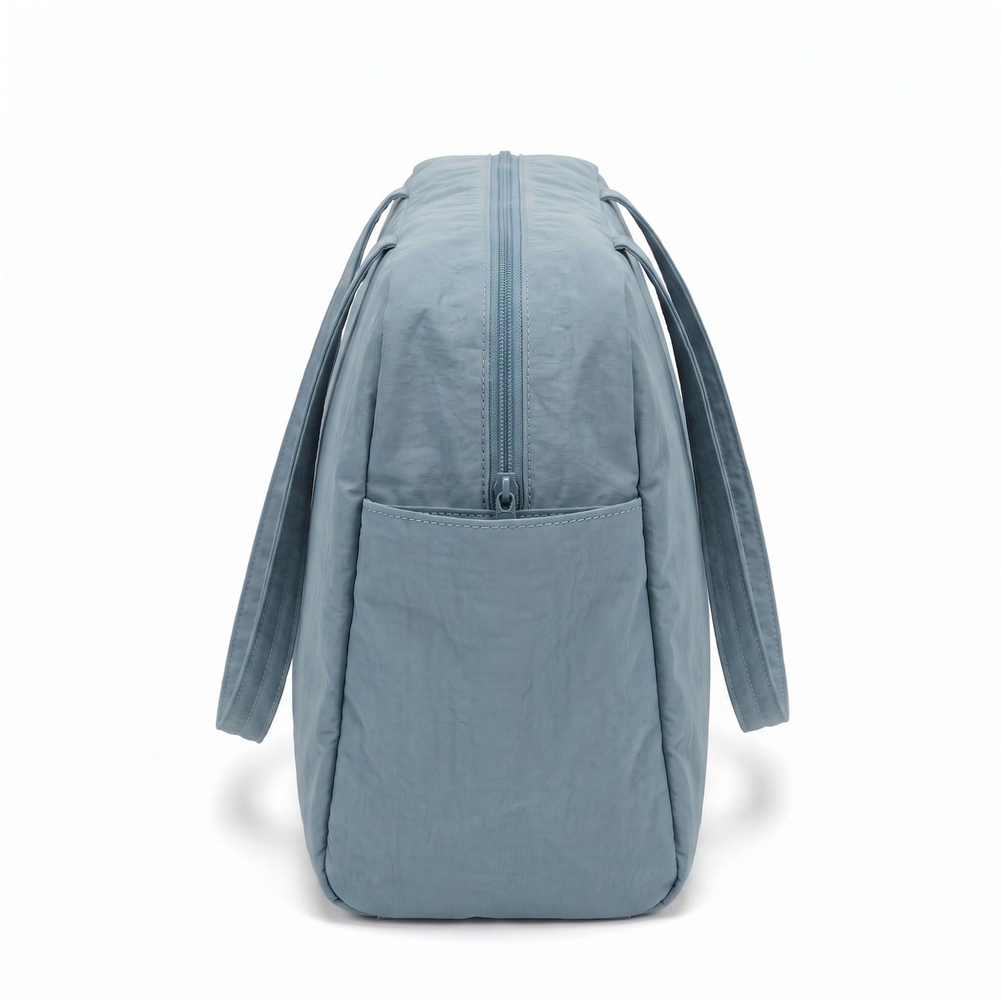 Lightweight Shoulder Tote Bag with Top Zipper and Exterior Side Pockets 12x8x3.5in