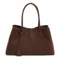 Faux Suede Shoulder Tote Bag Large Capacity Handbag with Magnetic Closure
