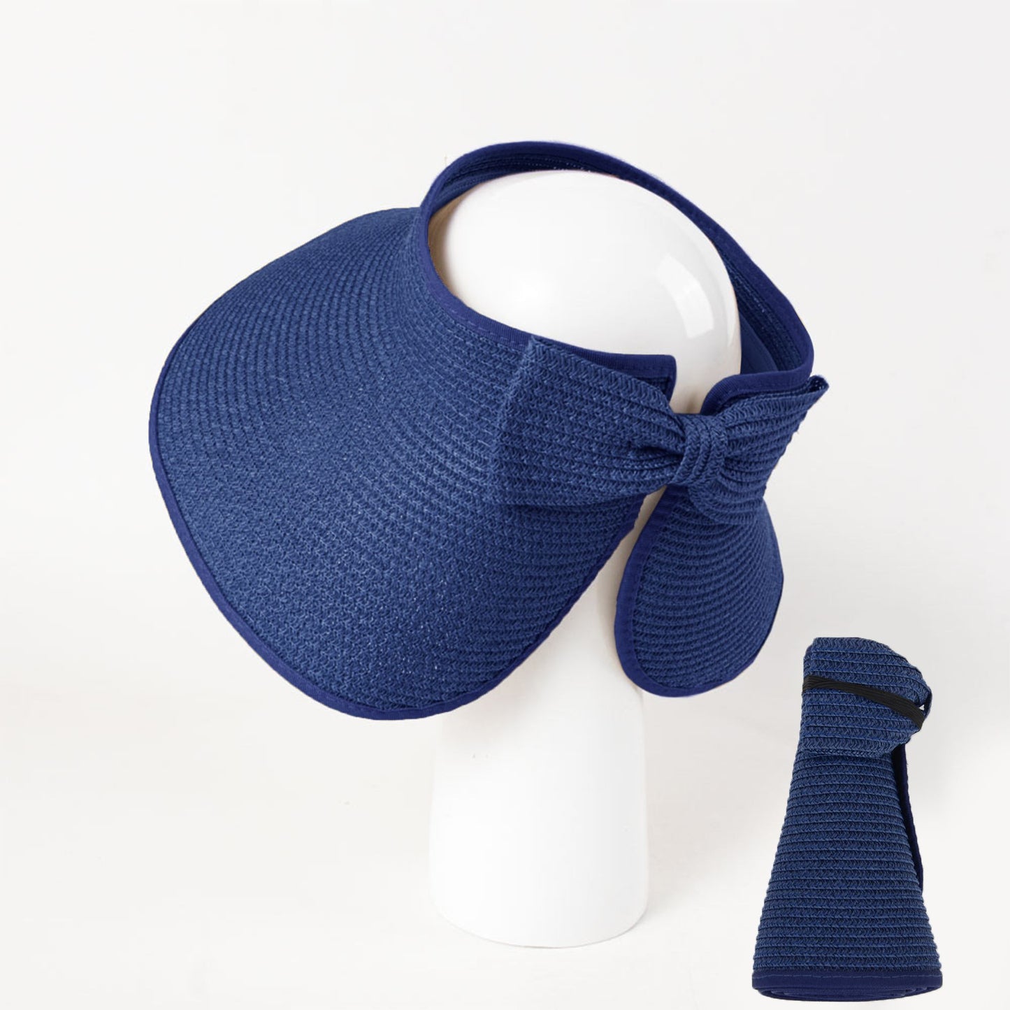 Anna-Kaci Women's Wide Brim Visor Hat with Bow Detail Adjustable Velcro Closure for Beach or Outdoor Protection