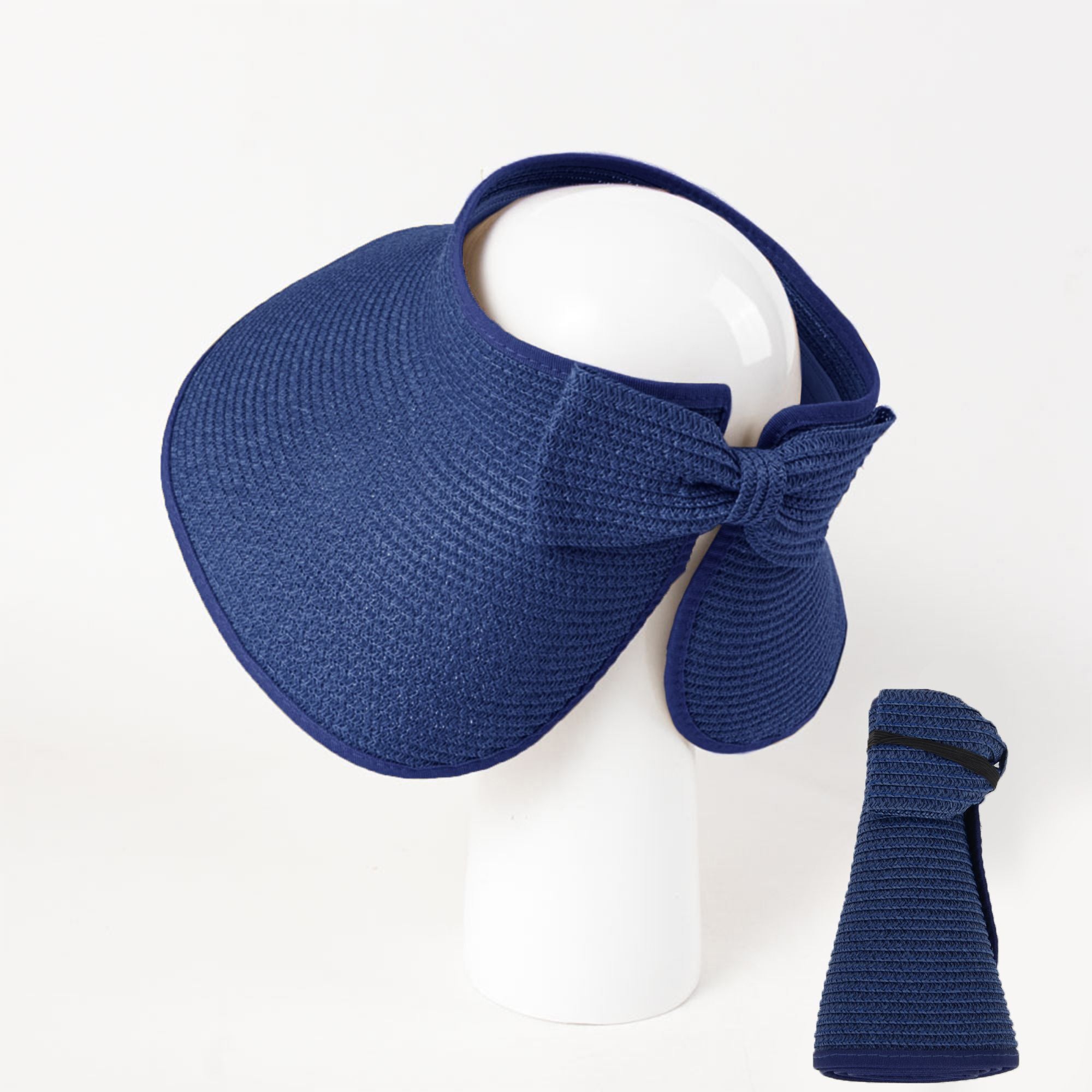 Anna-Kaci Women's Wide Brim Visor Hat with Bow Detail Adjustable Velcro Closure for Beach or Outdoor Protection