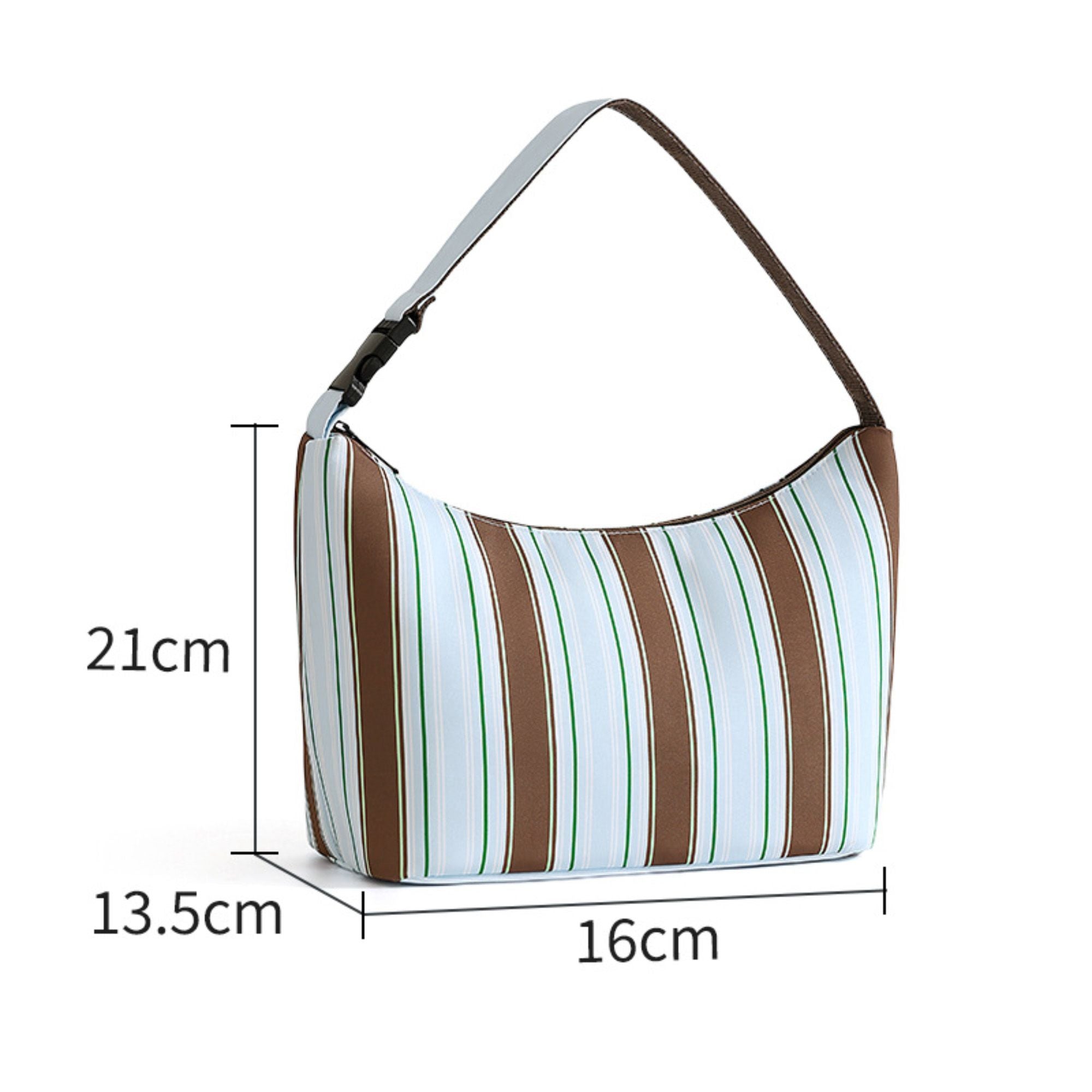 Striped Insulated Lunch Bag Large Capacity Lunch Tote with Shoulder Strap for Work School