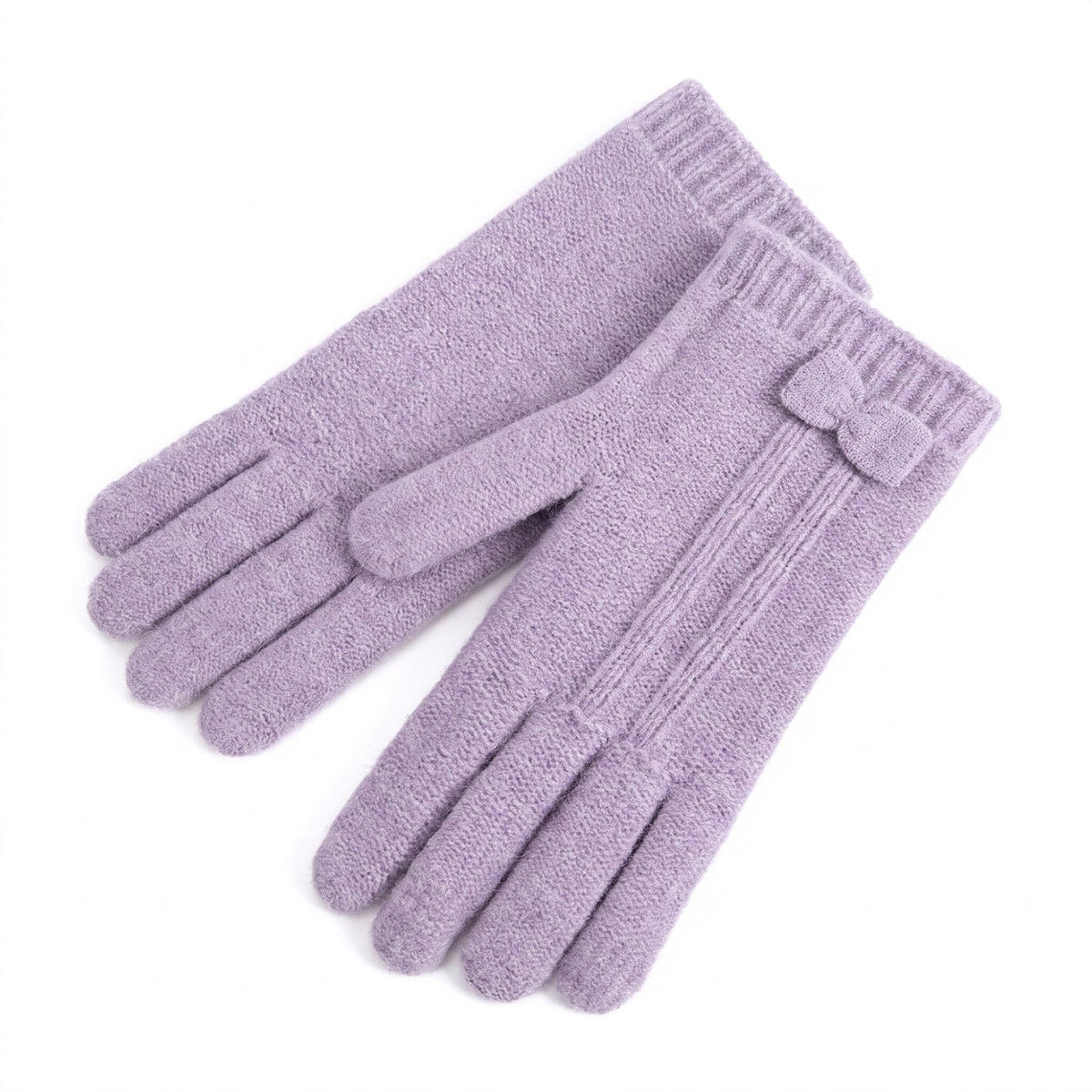 Knit Bow Detail Full Finger Gloves for Cold Weather