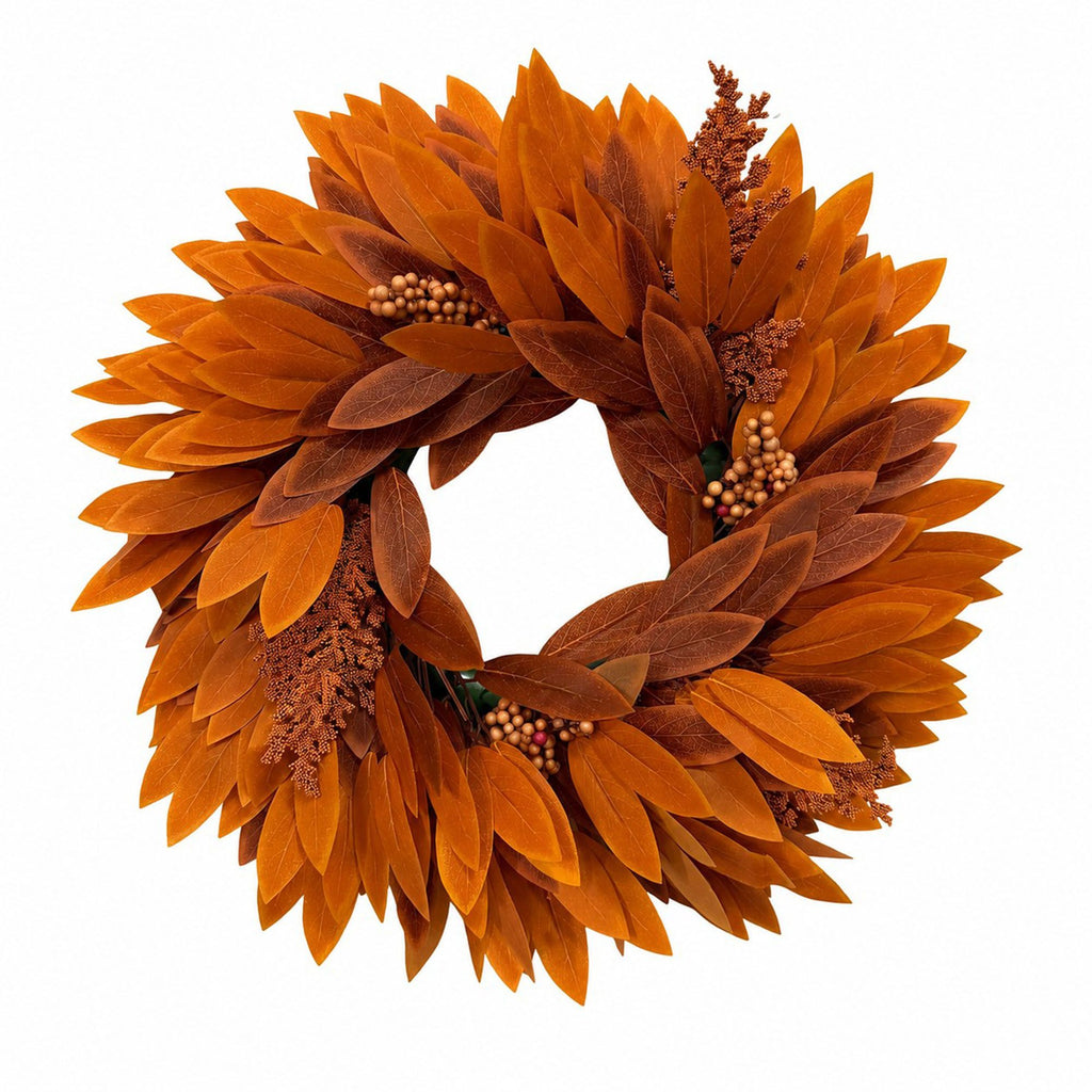 Fall Pumpkin Floral Wreath with Maple Leaves for Front Door Decor