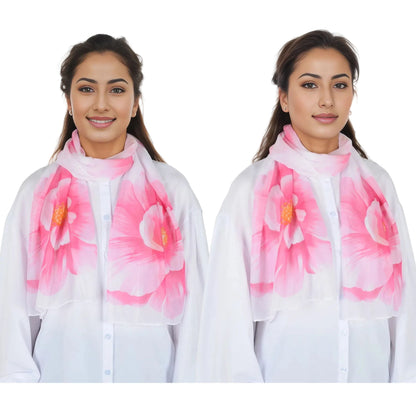 Floral Print Chiffon Scarf Lightweight Sheer Shawl Wraps Scarves for Women 19.69 x 63 inches