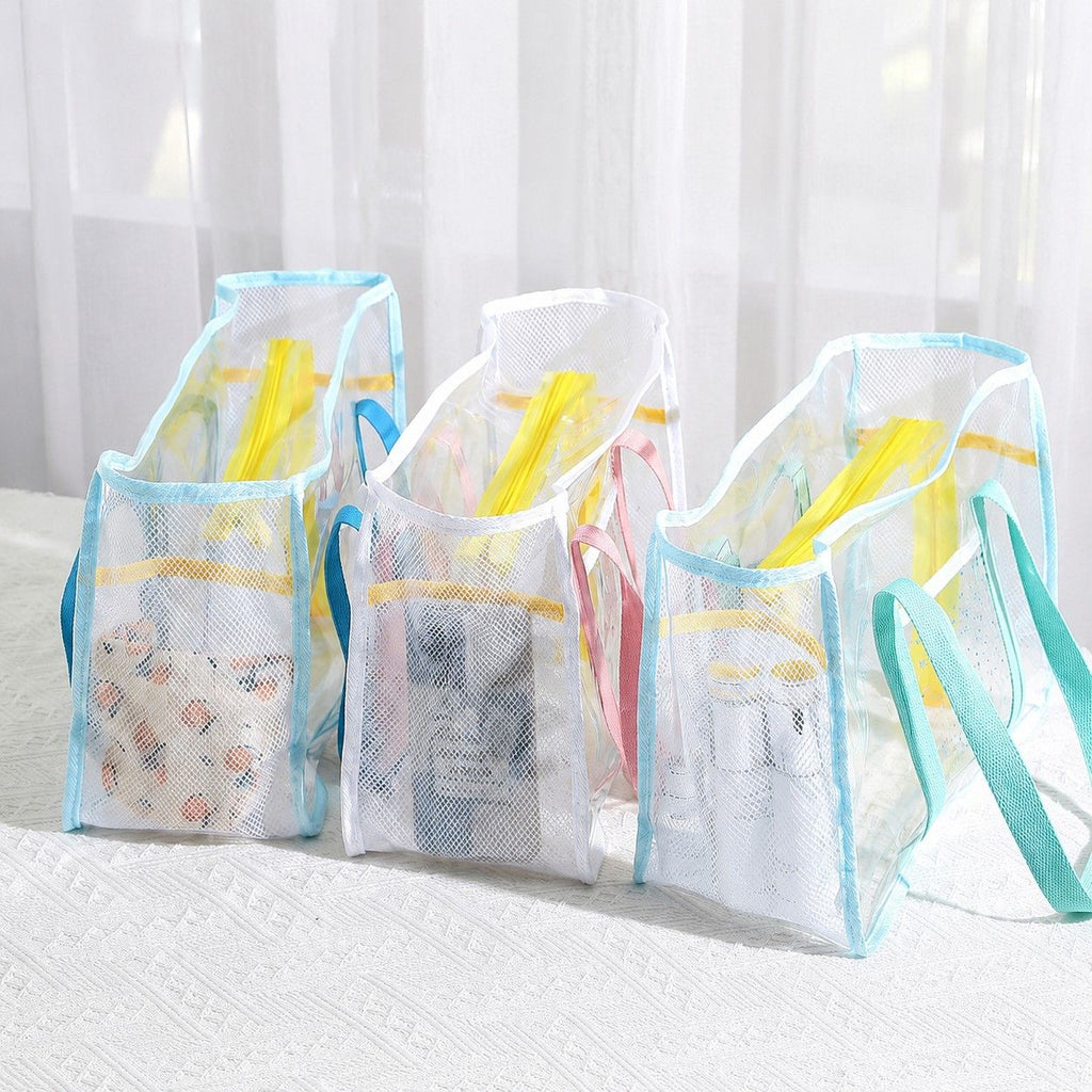 Clear PVC Beach Tote Bag with Front Pocket and Shoulder Handles