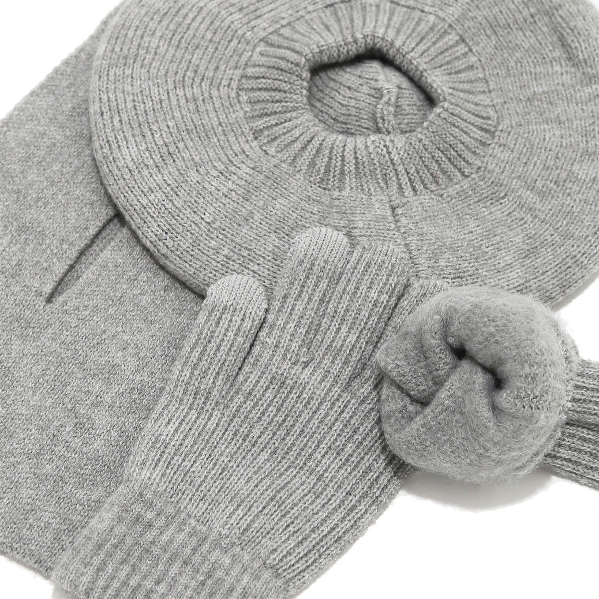 3 Piece Beret Scarf and Touchscreen Gloves Winter Set