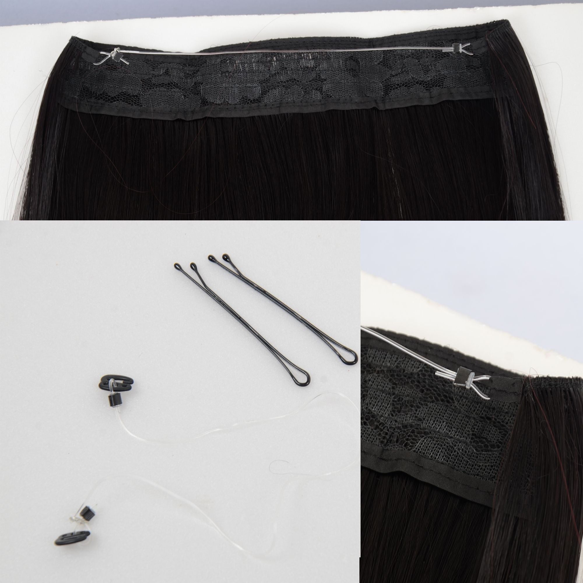 Longe Straight Natural Hair Extensions One Piece Invisible Wire Hair Extensions with Clip ins 22Inch for Women