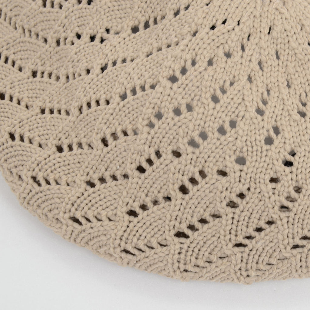 Anna-Kaci Women's Lightweight Crochet Beret Hat with Open Knit Pattern and Soft Stretch Fit