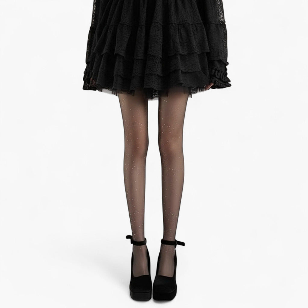 Anna-Kaci Women's Sheer Glitter Tights with Sparkle Detailing and Stretch Mesh Fit