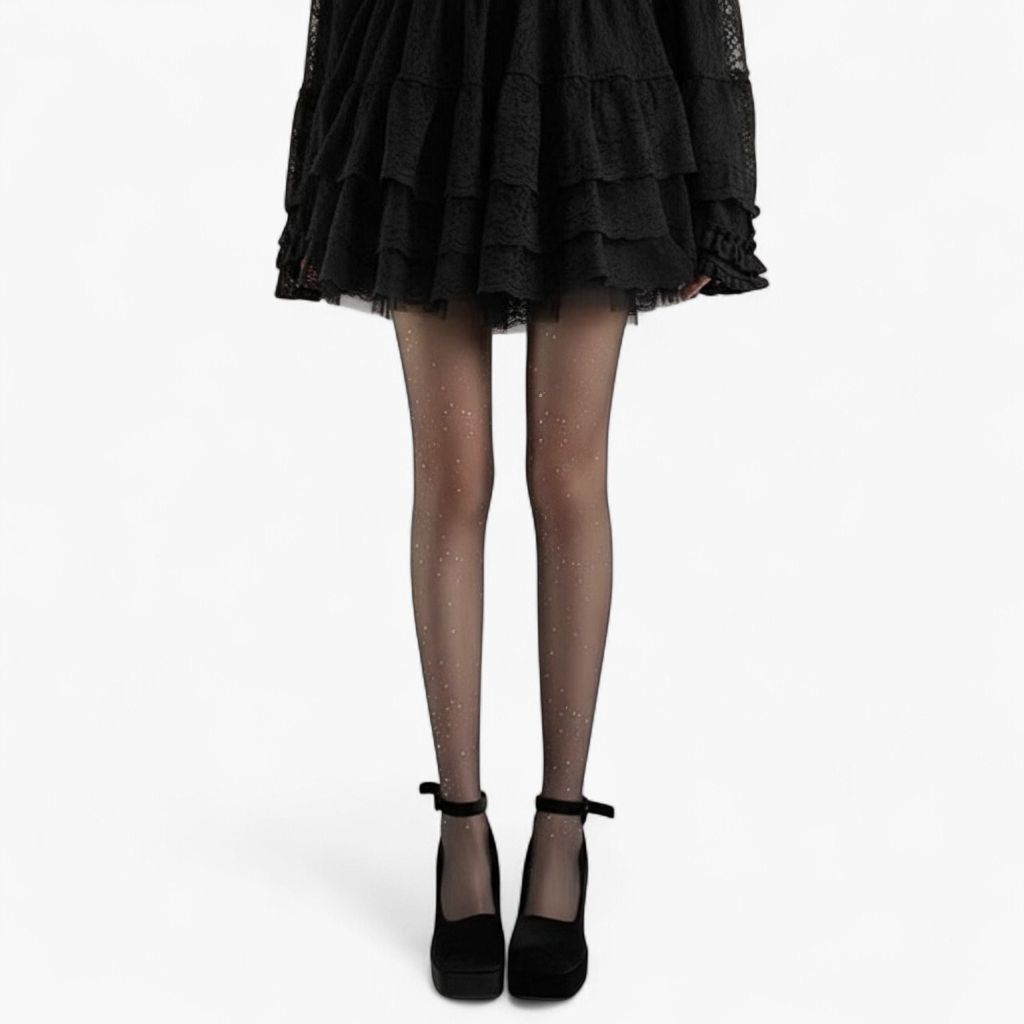 Anna-Kaci Women's Sheer Glitter Tights with Sparkle Detailing and Stretch Mesh Fit