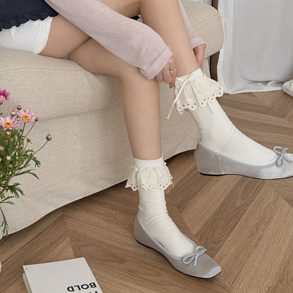 Anna-Kaci Women's Summer Ruffled Lace - Trim Ankle Socks 6Pk