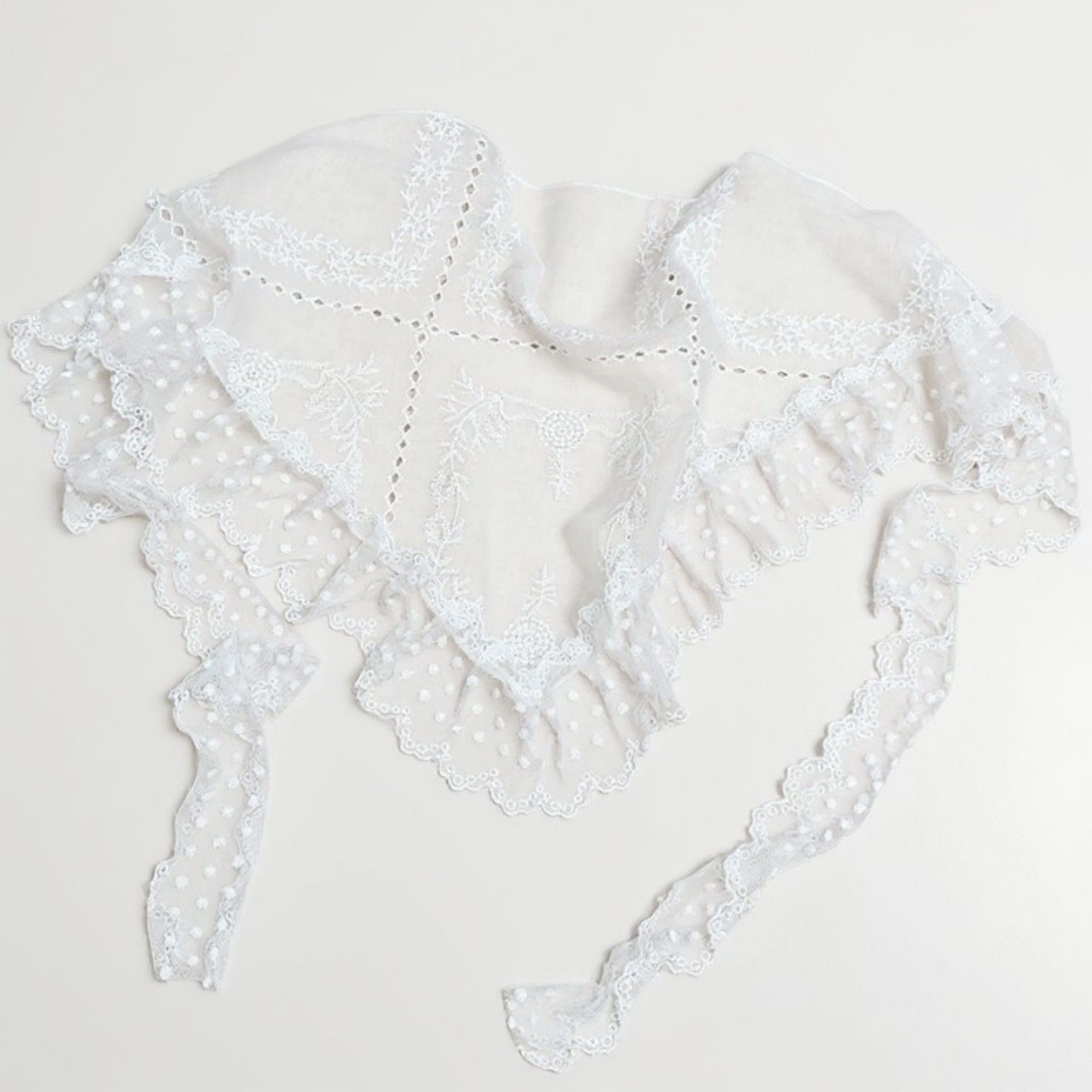 Anna-Kaci Women's Sheer Lace Embroidered Waist Belt with Scalloped Edge and Tie Detail 59in