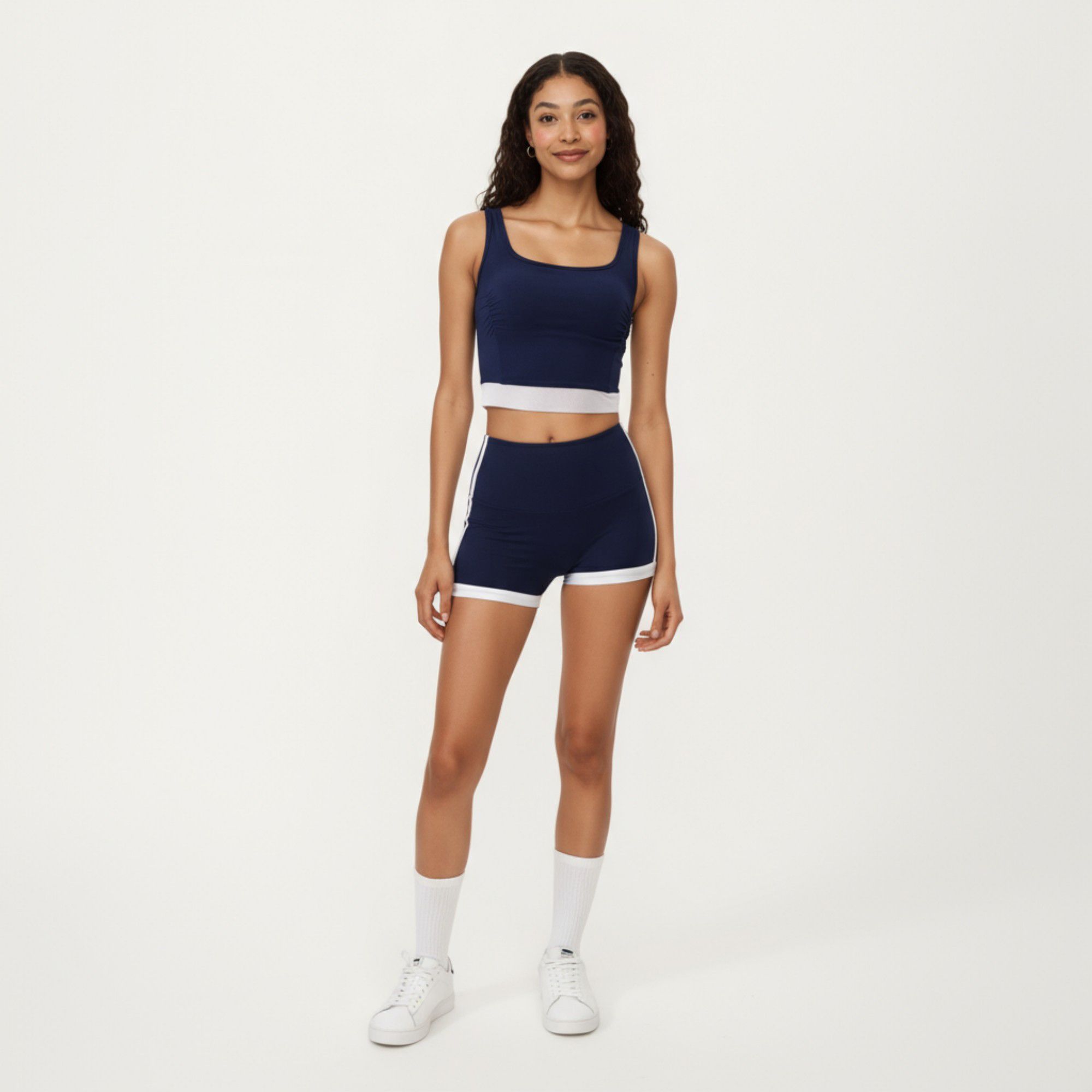 Anna-Kaci Active Women's Square Neck Cropped Active Tank Top with Contrast Elastic Hem