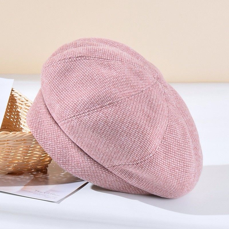 Wool Blend Houndstooth Beret Hat Vintage Painter Cap for Fall Winter