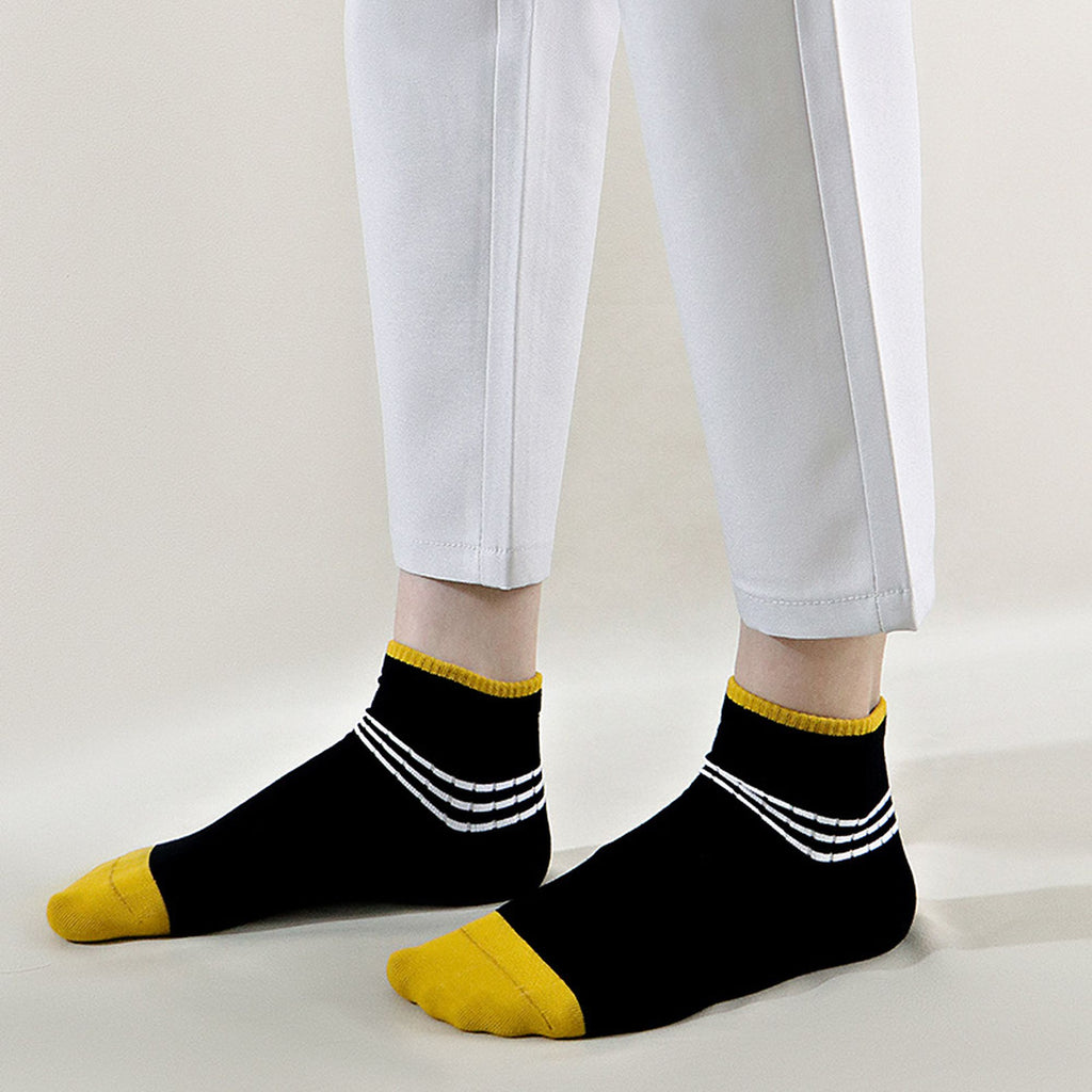 Anna-Kaci Men's 6pk Striped Casual Breathable Cotton Ankle Socks