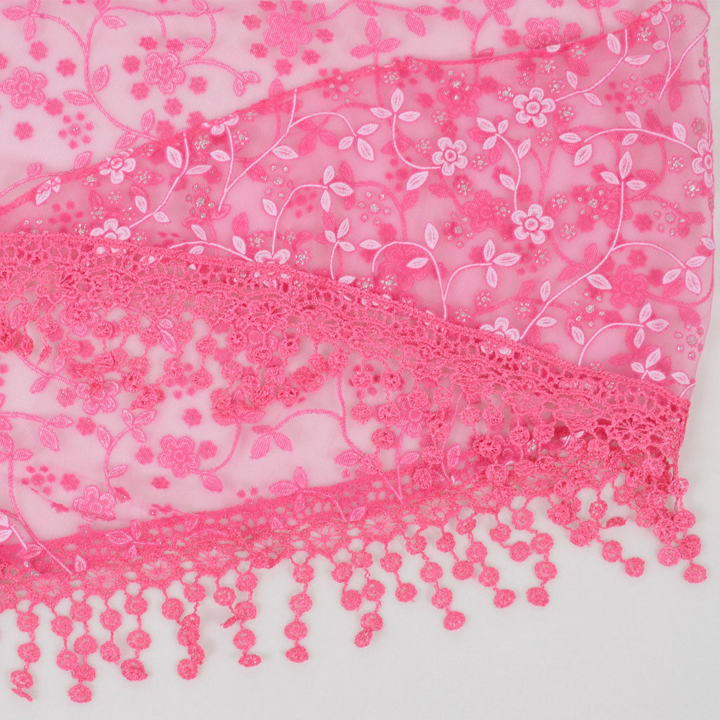 Anna-Kaci Lightweight Lace Floral Head Scarf Fringe Triangular Shawl Scarf Wrap Bandana for Women