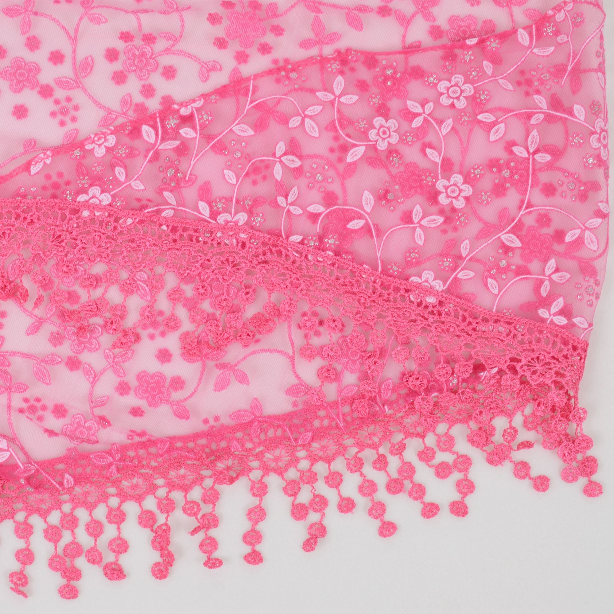 Anna-Kaci Lightweight Lace Floral Head Scarf Fringe Triangular Shawl Scarf Wrap Bandana for Women