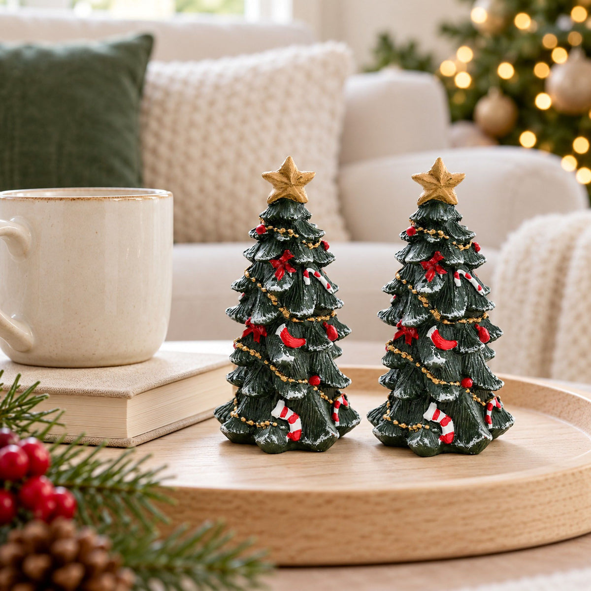Mini Resin Christmas Tree Tabletop Holiday Decoration