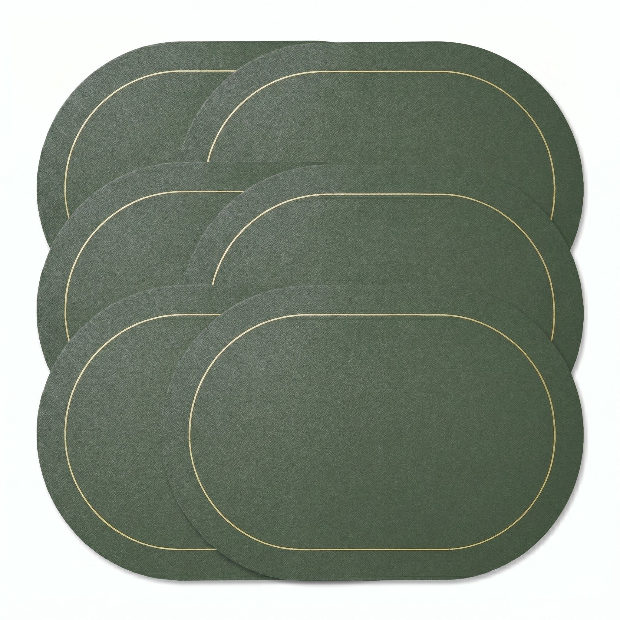 6 Piece Oval Faux Leather Placemat Set Waterproof Heat Resistant Table Mats