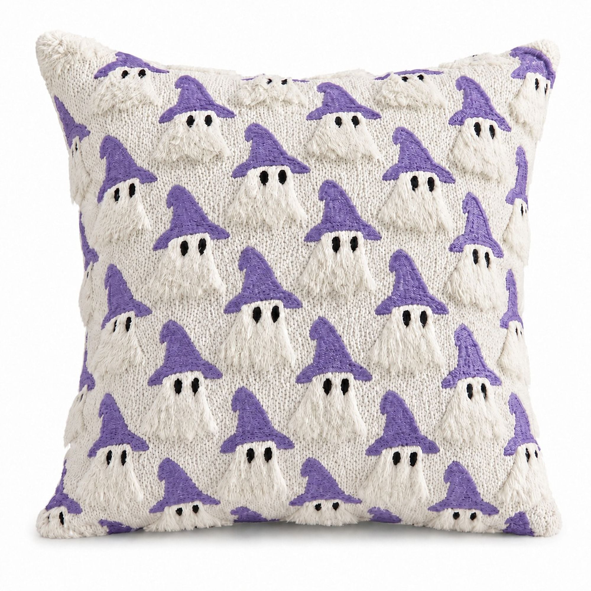 Funda de cojín para sofá, cama y silla con fantasma de bruja de Halloween, con mechones